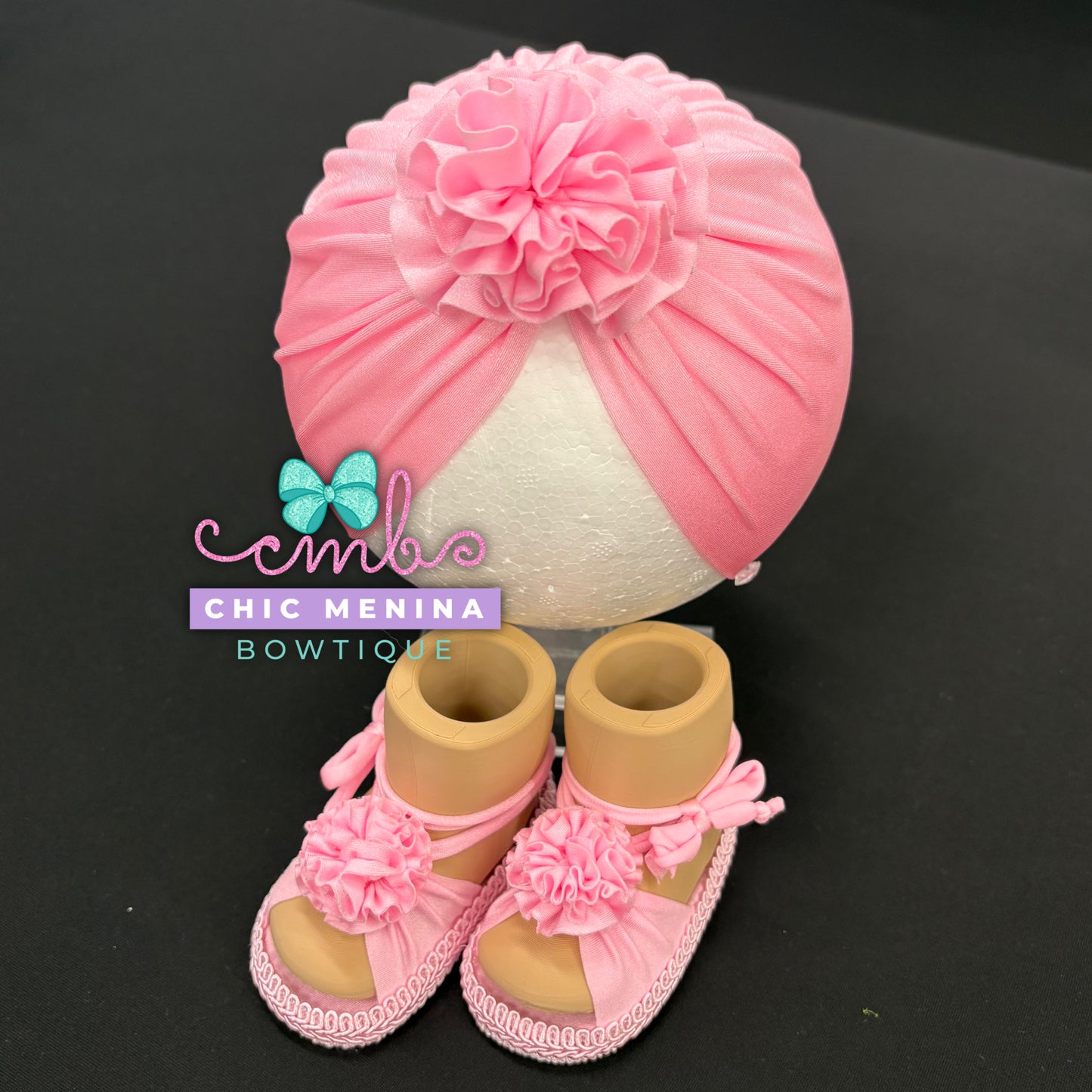 Conjunto de Turbante & Sandalias de flor